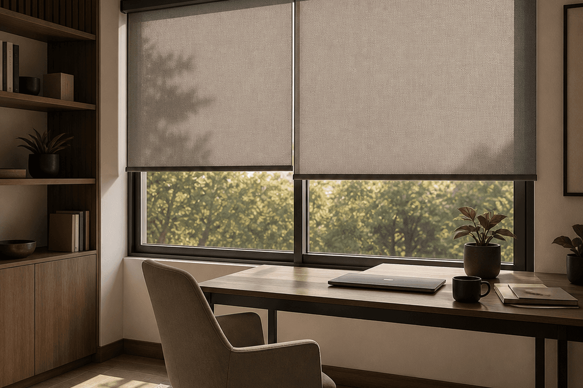 Cortinas enrollables instaladas en oficina y vivienda