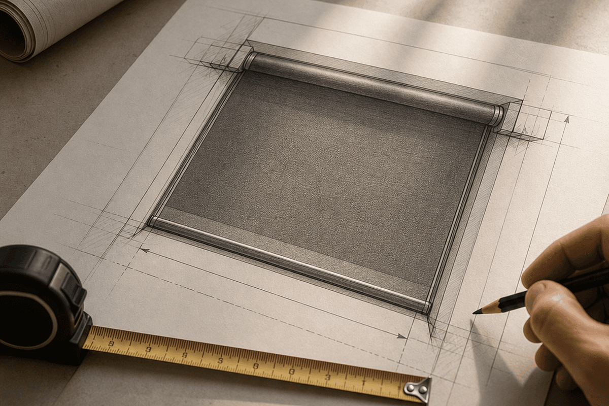 Plano técnico de enrollable exterior fabricada a medida