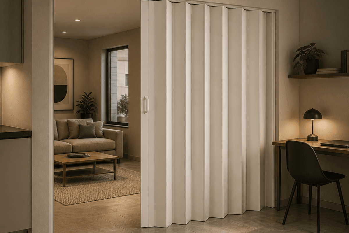 Puerta plegable como división flexible de ambiente