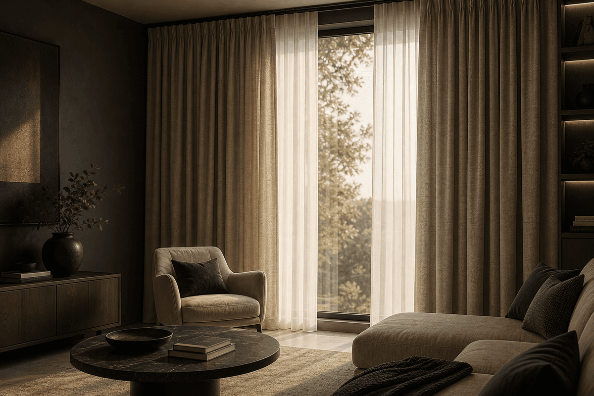 Traditional curtain adding a warm textile presence