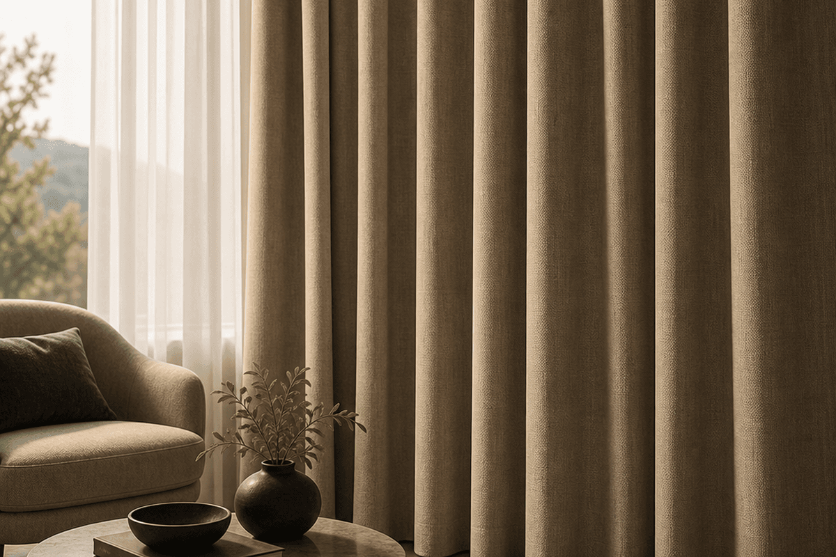 Traditional curtain providing acoustic comfort in a large space